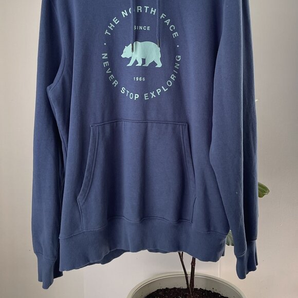 Men's THE NORTH FACE Bear Navy Blue Hoodie Sweatshirt Size XL - Picture 2 of 5